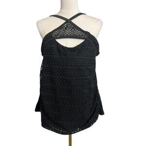 Island Escape Tankini Swim Top Womens 20W Black Crochet Aloha Plus Size Curvy